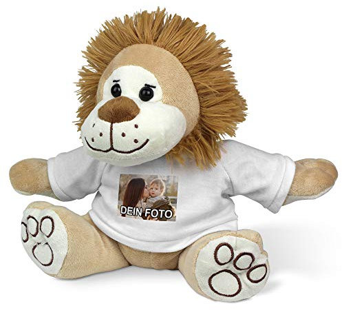 printplanet® - Kuscheltier Löwe mit eigenem Foto, Namen oder Text Bedrucken - 17 Designs - Stofftier