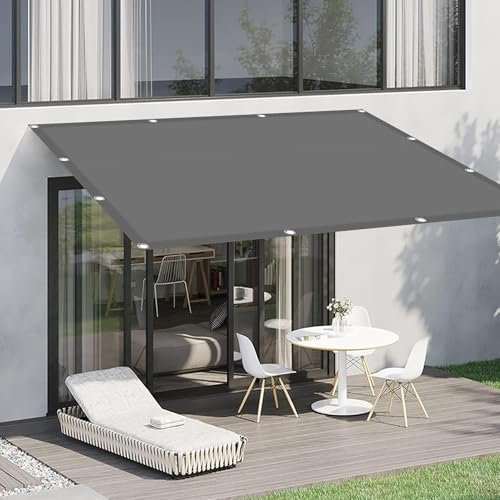 Voile d'ombrage Bord Droit 440 x 540 cm Résistant Aux UV Parasols & Voiles d'ombrage avec Oeillets Cordons Bâche Dombrages pour Patio Être Applicable Jardins, Gris Clair