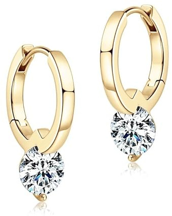 Rougemont Moissanit Creolen, 925 Sterling Silber, 18K Vergoldung, Hypoallergen, Wasserfest