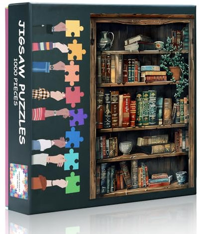 Puzzle 1000 Teile Erwachsene - herausfordernde Puzzle Bücherregal Kunst, 70 x 50 cm Familie Lernspiel & einzigartige Wohnzimmer Dekoration Geschenk (Vintage Books Series)