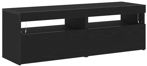 vidaXL TV-Schränke mit LED-Lichtern 2 Stück Schwarz Eiche 60x35x40 cm Holzwerkstoff