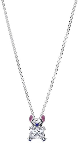 Pandora Disney Stitch Collier-Halskette aus Sterling Silber mit Zirkonia, Größe: 45mm, 393743C01-45