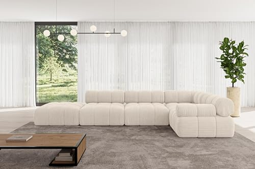 ALTDECOR Modulares Sofa Ecksofa in L-Form Corner modular Sofa Eckcouch Couch Wohnlandschaft Cauchsofa Polstersofa Felto-L2-380x190x70 cm Beige