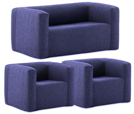 WAVE Inflatable Lounge Chair & Double Sofa Set | Stylish 3 Piece Blow-Up Furniture for Garden, Patio, Camping & Indoors | Easy Setup, Comfy Seating, Pump Included (Navy)