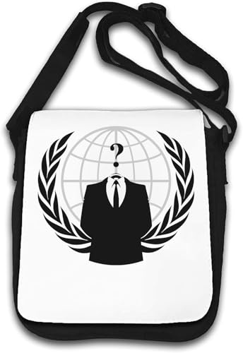 Anonymous Hacker Fragezeichen Symbol Logo Umhängetasche weiß