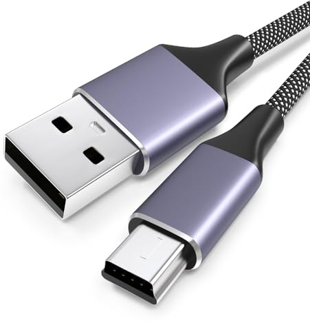 2M Mini USB Cable Compatible with TI 84 Plus CE,PS3 Controller Charger | Mini USB to USB2.0 480Mbps Nylon Braided Charging Cable for Camrea,Gopro,Dash Cam,Hard Drive,GPS,Blue Yeti Microphone,MP3/MP4