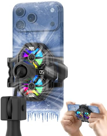 darkFlash Dual Core Phone Cooler with Clip, Cell Phone Fan with Screw, Phone Cooling Fan for Gaming and Live Streaming, Phone Radiator with RGB Light, Compatible with iPhone/Samsung/Android (DK-GS)