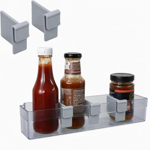 5 Pack Adjustable Fridge Dividers - Fridge Door Organizer Clips Compatible with Thetford 138L, Refrigerator Dividers for RV Camper Kitchen Shelf (2.5-3mm Fit) (Silver)