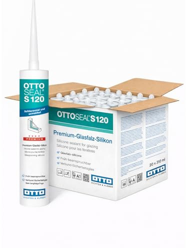 OTTO-SEAL S120 310 ml RAL 9016 Premium Vetro pieghevole silicone neutro reticolante 1K silicone per interni ed esterni per vetro piegato, finestre, porte, facciate, specchi senza striature, resistente