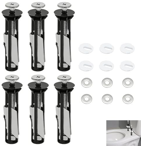 6 Pcs Heavy Duty Toilet Seat Fastener Bolt Kit,Toilet Seat Bolts Fittings Kit, Universal Toilet Seat Fixing Screw,Top Fix Toilet Seat Hinge Bolts Replacement Kit for Lid Hinges Fastener Locking Bolts