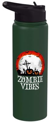 Zombie Vibes Graveyard with Scary Pumpkins - Halloween Stainless Steel Insulated Water Bottle