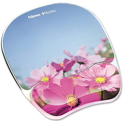 Fellowes Foto-Gel-Mauspad und Handgelenkauflage mit Microban-Schutz, rosa Blumen (9179001)