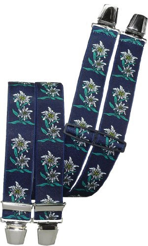 Harrys-Collection Damen Herren Hosenträger mit 4 extra starken Clips Edelweiß 6 Farben!, Farben:marine