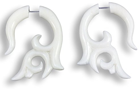 ISLAND PIERCINGS 1 Paar ! Fake Piercing Ohrringe GESCHRAUBT Handarbeit Knochen F119