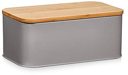 Zeller 25371 Brotkasten m. Bamboo Deckel, Metall, matt Taupe, 31 x 18 x 12,5 cm