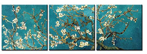 So Crazy Art Peinture sur toile Format triptyque Reproduction du tableau « Amandier en fleurs » peint en 1890 par Van Gogh Idéal pour décorer votre salle de séjour