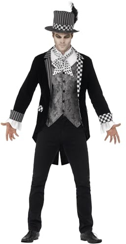 Smiffy's 44393L - Deluxe Dunkel Hatter Kostüm mit Jacke Mock Shirt und Top Hat