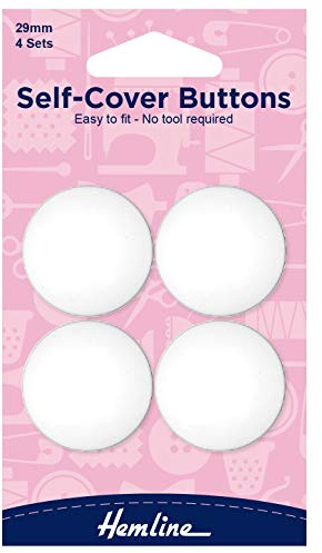 Hemline White Nylon 29mm Self Cover Button Sets (4)