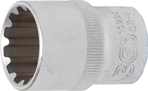 BGS 10220 | Steckschlüssel-Einsatz Gear Lock | 12,5 mm (1/2) | SW 20 mm | Antrieb Innenvierkant 12,5 mm (1/2) | Chrom-Vanadium-Stahl | Oberfläche verchromt, matt | mit Rändelung
