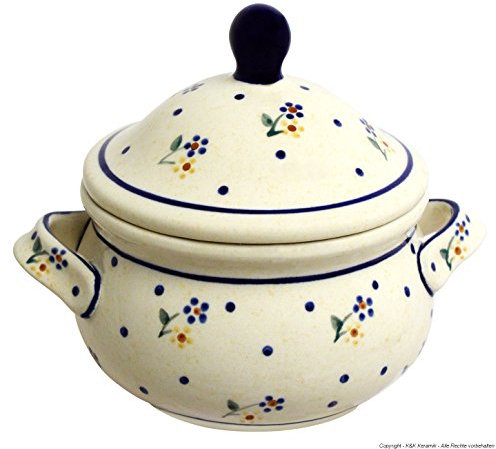 Hand-Decorated Polish Pottery Marmelade Pot Wax Pot/0.45 Litre Honey Pot Design Soup Mug 111