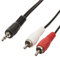 Valueline VLAB22200B15 cable de audio - cables de audio (1,5m, 3.5mm, 2 x RCA, 22,5 cm, 8 cm, 2 cm) Negro, Rojo, Color blanco