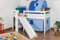 Steiner Shopping Kinderbett Hochbett Samuel Buche Vollholz massiv mit Rutsche weiß lackiert inkl. Rollrost - 90 x 200 cm