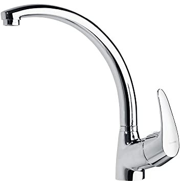 Ramon Soler 207303 Vulcano – Grifo de Cocina con caño Giratorio Vertical, Sistema S2 de Ahorro de Agua del 50%, limitador de Temperatura y Cromado Diamon Finish, Cromo