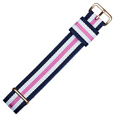 MARBURGER Uhrenarmband 18mm Textil Rose Weiss Blau - Werkzeug Montage Set 9511843000220