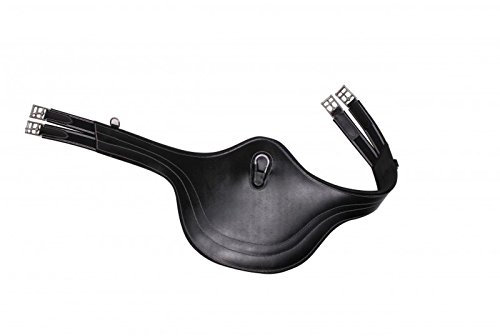 QHP Sattelgurt Springschutz Stollenschutzgurt Leder Luxus Ziernähte div. Größen (115 cm, Schwarz)