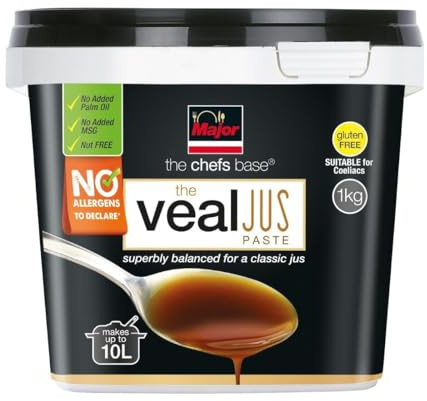 Major Gluten Free Veal Jus Paste - 1x1kg | Delivers a rich, allergen-safe professional sauce base. Speeds up service and saves prep time in busy commercial kitchens.