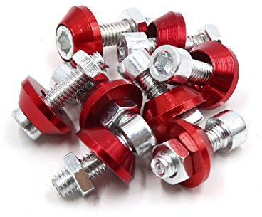 uxcell 8 Stück 6 mm Gewindedurchmesser Motorrad Kennzeichenrahmen Schrauben Kappe Befestigungen Rot