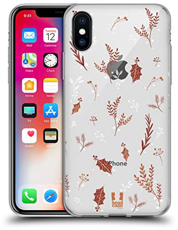 Head Case Designs Patrón Oro Navidad Carcasa de Gel de Silicona Compatible con Apple iPhone X/iPhone XS
