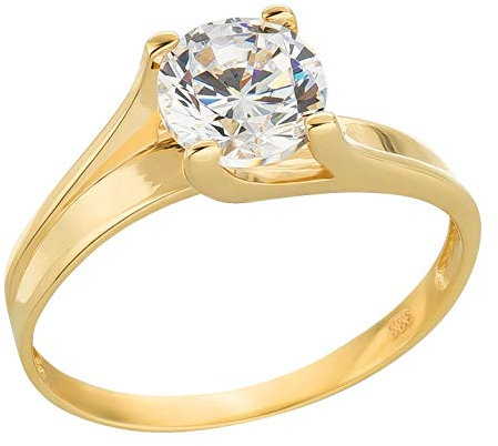 Ardeo Aurum Damenring aus 333 Gold Gelbgold mit Zirkonia im Brillant-Schliff Solitär-Ring Verlobungsring
