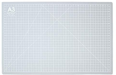 Artway A3 Cutting Mat – Self Healing – Double Sided - Grid Markings in Centimetres/Inches, Grey