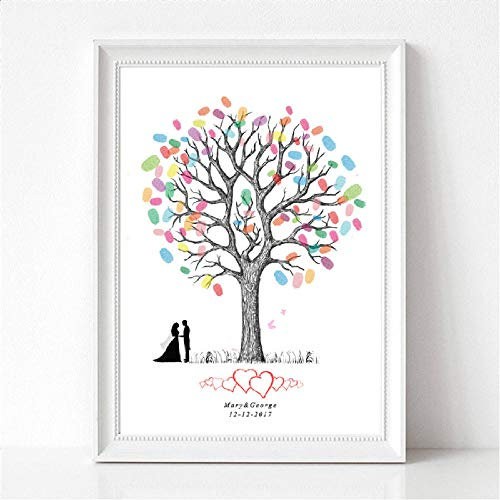 Arbre de mariage Livre d'or Arbre Alternatives Livre d'empreinte d'empreinte digitale personnalisé Mariage DIY Peinture de fête pour fête Signature Livre