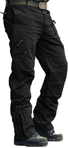 MAGCOMSEN Arbeitshosen Männer Baumwolle Cargohose Herren Tactical Hose mit Multi Tascchen Atmungsaktiv Funktionshose Regular Fit Outdoorhose für Wandern Schwarz 36