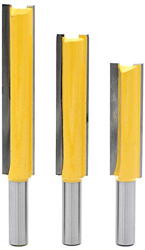 DingGreat 3 Pcs 8MM Gambo Extra Lungo Fresa a Taglienti Diritti per Canali, Punta da Fresatrice Verticale Dritta con Doppia Scanalatura Fresa Lavorazione Legno