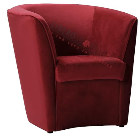 Liberoshopping Sessel für Schlafzimmer aus Samt und Gestell aus Holz (Grau) (Bordeaux)
