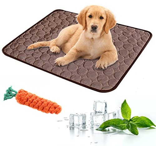Kühlmatte für Hunde, selbstkühlend, aus ungiftigem Eisseide-Material, Hundematte, Sommerbett, Decke, Schlaf, Eisseide, waschbar, weich, atmungsaktiv, für Katzen, kleine, mittelgroße und große Hunde
