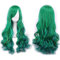 Cosplay Perücken Grün für Frauen, Lange Gewellte Bunte Farbiges Lockiges Haar mit Pony Synthetische Halloween Perücke für Party kostüm
