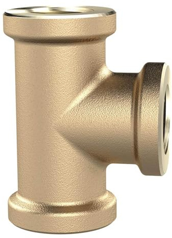 RIEGLER TST112MSIG Messing blank T-Stück, 3 x Innengewinde, G 1-1/2 Gewinde, 16 bar Betriebsdruck