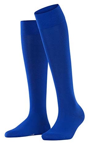 FALKE Women's Cotton Touch W KH Thin Long Plain 1 Pair Knee-High Socks, Blue (Imperial 6065), 2.5-5