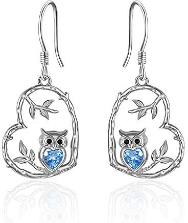 Sterling Silber Eule Ohrringe f¨¹r Frauen M?dchen Herz Eule Geschenke Schmuck f¨¹r Frauen
