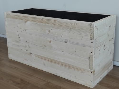 TOTAL WOOD 2012, Jardinera de Madera para Plantas con Vaina Interior, Modelo Melissa de Madera de Abeto Cepillada, Jardinera Artesanal para Exterior, Made in Italy, También a Medida (100x40x50)