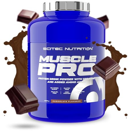 Scitec Nutrition Muscle Pro - Mélange de protéines enrichi - avec créatine - sans lactose ni gluten - protéines végétales et animales - avec EAAs, 2.5 kg, Chocolat