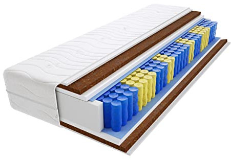 Godre Matratze 90x220 cm Doppelmatratze, H4 Hart Federkernmatratze, Taschenfederkernmatratze 18 cm Hoch Kokosfaser Hypoallergene, HR-Schaum, Wendematratze mit Klimafaser, Gesteppter Bezug Panama