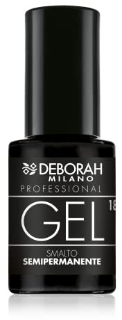 Deborah Milano Semipermanenter Nagellack, Gel, Nr. 18, Schwarz, Plumping-Effekt, langanhaltend, verleiht intensive und glänzende Nägel, 4,5 ml