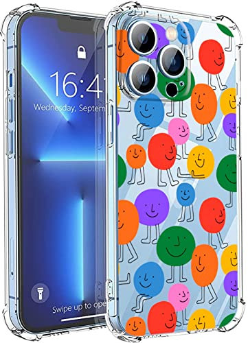 Compatible with iPhone 13 Pro Max Case, Funny Smiley Face Colorful People Crowd Design for Girl Woman Kids, Transparent Clear Soft TPU Protective and Non-Yellowing Phone Cover for iPhone 13 Pro Max