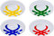 UNITED COLORS OF BENETTON. Set 12pc vajilla Porcelana Llano Hondo + 4pcs Plato de Postre Rojo, Amarillo, Verde y Azul con Logo colección Rainbow, Multicolor
