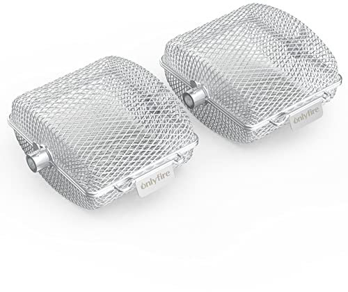 Onlyfire Chef Stainless Steel Rotisserie Basket Kit for Any Gas Grill, Cooking Various Foods at The Same Time, Set of 2-Global Patent